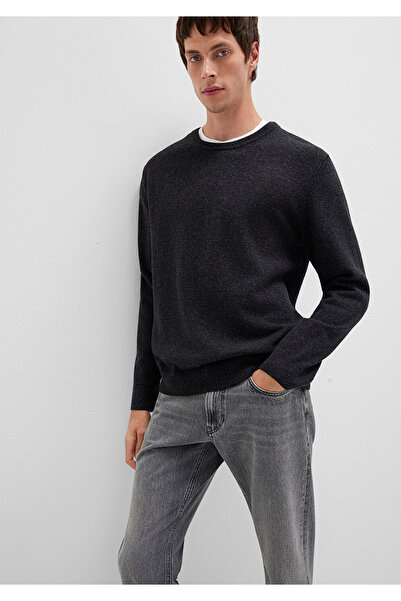 Mavi Anthrazitfarbener Pullover aus Wollmischung, reguläre Passform / normaler Schnitt 0710370-80927