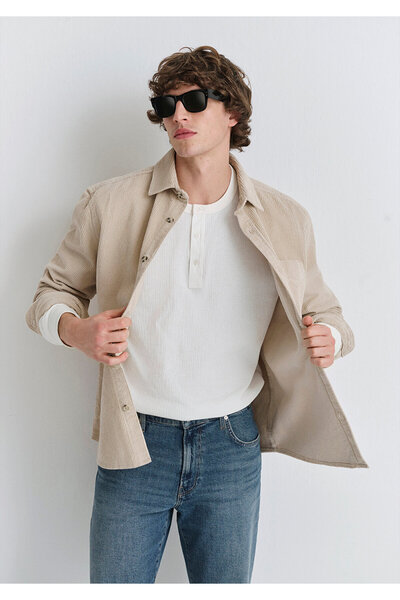 Mavi Μπεζ βελούδινο πουκάμισο Loose Fit / Χαλαρή Άνετη Κοπή 0211749-70039