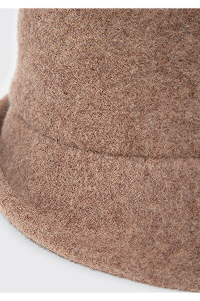 Mavi Yün Karışımlı Kahverengi Şapka 1911759-32164