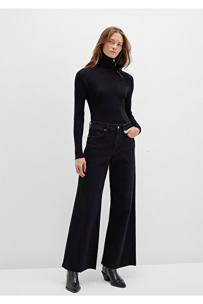 Mavi Zipper Detailed Stand Collar Black Sweater Fitted / Body-Fitting Cut 1710790-900