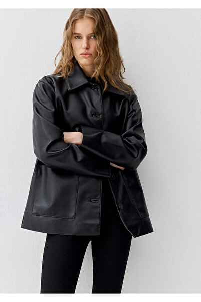 Mavi Black Faux Leather Jacket Regular Fit / Regular Cut 1110734-900