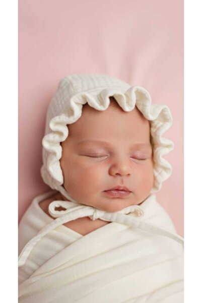 Angels' Collection قبعة أطفال موسلين مكشكشة إكرو