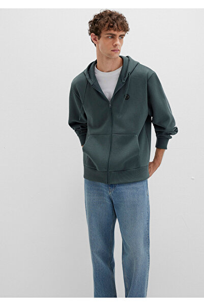 Mavi Світшот із капюшоном на блискавці, з вишитим логотипом 066979-71598