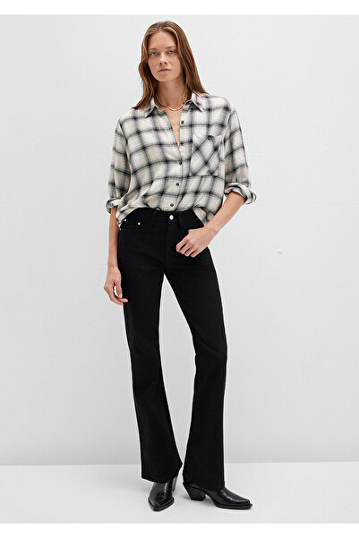 Mavi Kareli Bej Gömlek Loose Fit / Bol Rahat Kesim 1211282-80933