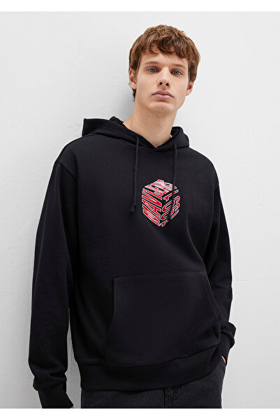 Mavi Bedrucktes schwarzes Kapuzen-Sweatshirt 0S10397-900