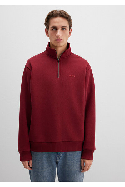 Mavi Φούτερ με ημι-φερμουάρ Logo με τύπωμα Claret Red 0S10585-85493