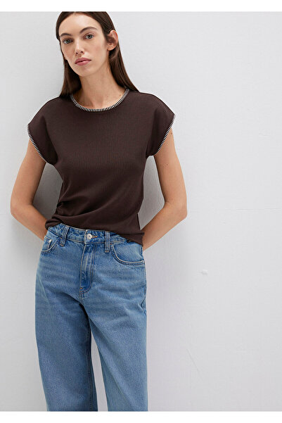 Mavi Καφέ μπλουζάκι με λεπτομέρεια ρίγες Εφαρμοσμένο στο σώμα / Εφαρμοσμένο στο σώμα 1613696-70236