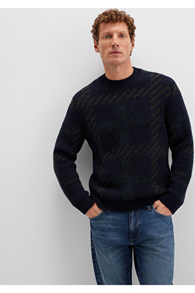 Mavi Marineblauer Pullover aus Wollmischung, reguläre Passform / normaler Schnitt 0710333-70497