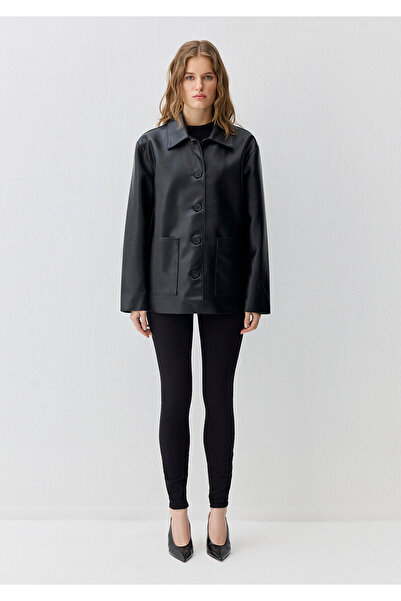 Mavi Black Faux Leather Jacket Regular Fit / Regular Cut 1110734-900