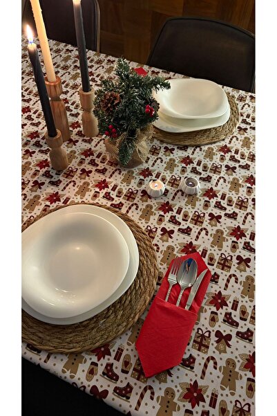 homease مفرش طاولة منقوش بسكويت رأس السنة - 170x170، 120x170، 170x220