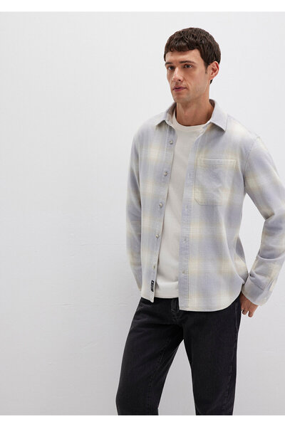 Mavi Ανδρικό γκρι M0211637-90847 καρό πουκάμισο