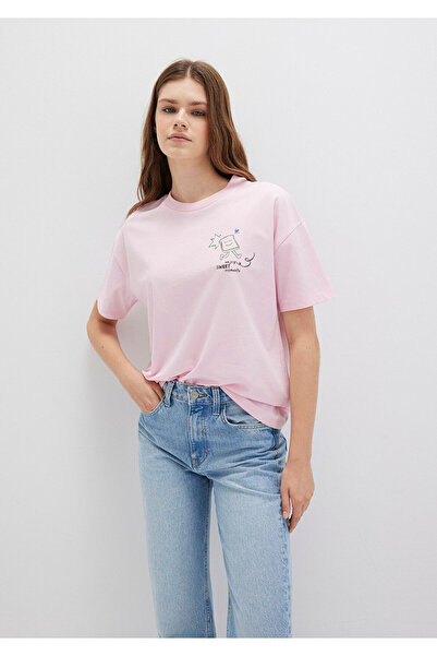 Mavi Morning Calls bedrucktes pinkes T-Shirt, Loose Fit / bequeme, lässige Passform 1613379-71007