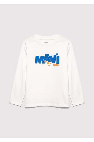 Mavi Paw Printed Ecru T-Shirt Regular Fit / Regular Cut 7610362-70057
