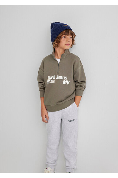 Mavi Half Zipper Khaki Sweatshirt 6S10142-86961