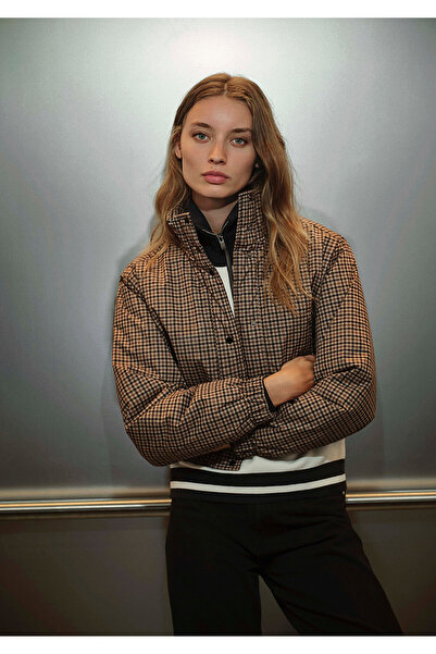 Mavi Καφέ καρό φουσκωτό παλτό 1110269-90373