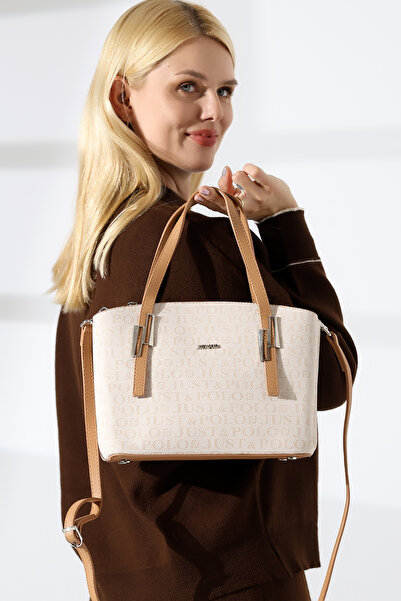 Just Polo حقيبة كتف نسائية رياضية كلاسيكية متوسطة الحجم متعددة الأقسام