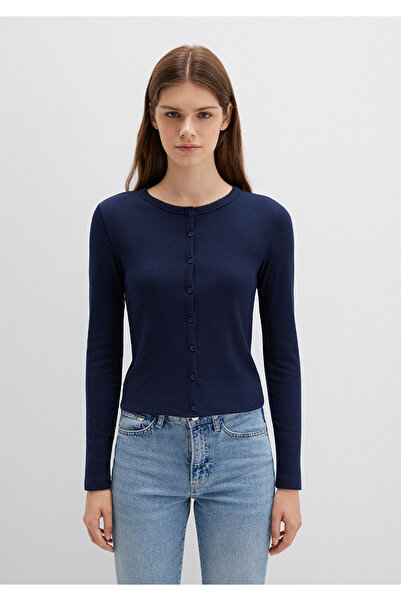 Mavi Μπλουζάκι με μακρυμάνικο μπλε ναυτικό με λεπτομέρεια με κουμπιά Εφαρμοσμένο / Εφαρμοσμένο στο σώμα 1613330-82318