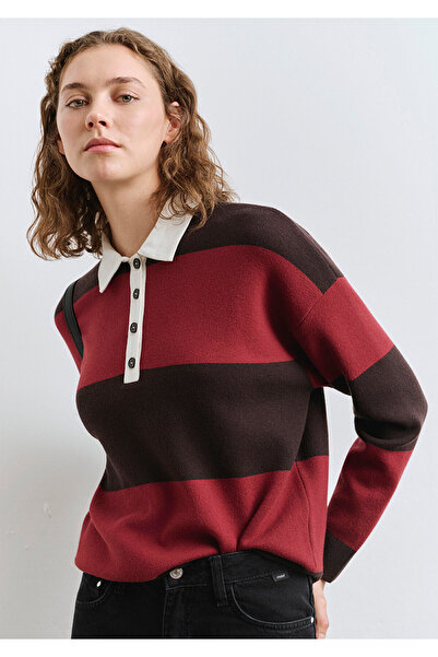 Mavi Blok Renkli Bordo Triko Polo 1710708-90695