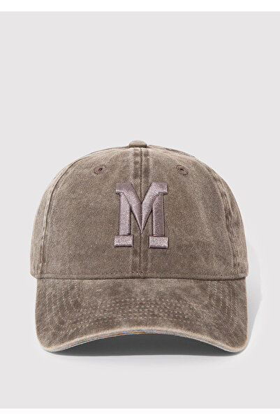 Mavi M Nakışlı Kahverengi Şapka 0911156-70246