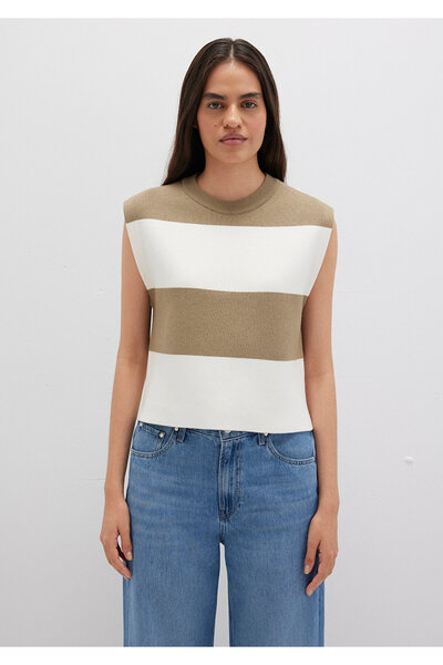 Mavi Blockgestreifter ärmelloser Pullover, reguläre Passform / normaler Schnitt 1710695-90640