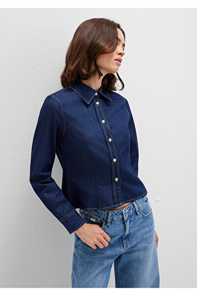 Mavi Uzun Kol Kadın Gömlek M1211178-85481