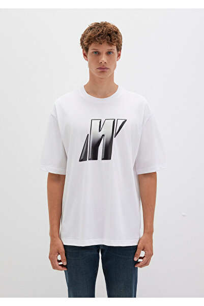 Mavi Weißes T-Shirt mit Pro-Logo-Aufdruck, entspannte Passform / bequeme Passform 0613084-620