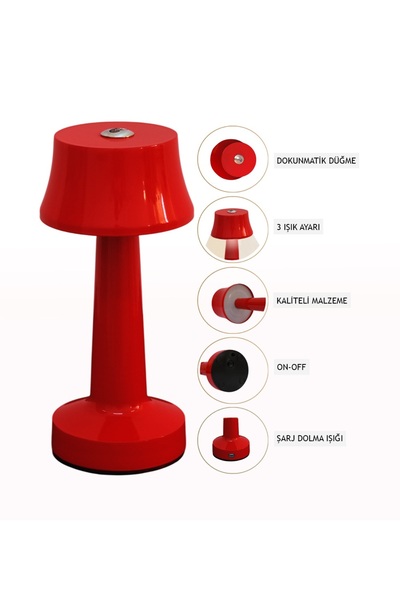 ZENLİGHT Metal Dokunmatik Şarjlı Masa Lambası