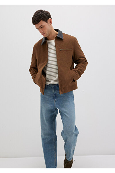 Mavi Collar Detailed Brown Faux Suede Jacket Regular Fit / Regular Cut 0110638-70378