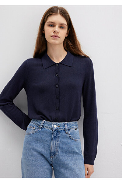 Mavi Marineblauer Strickpolo aus Wollmischung 1710700-89101