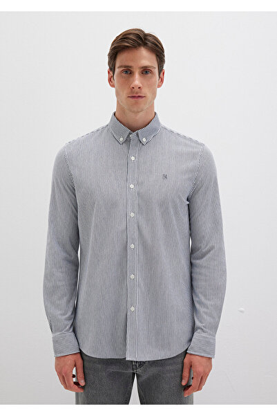 Mavi Смугаста синя сорочка Slim Fit / Вузький крій 0211402-91331