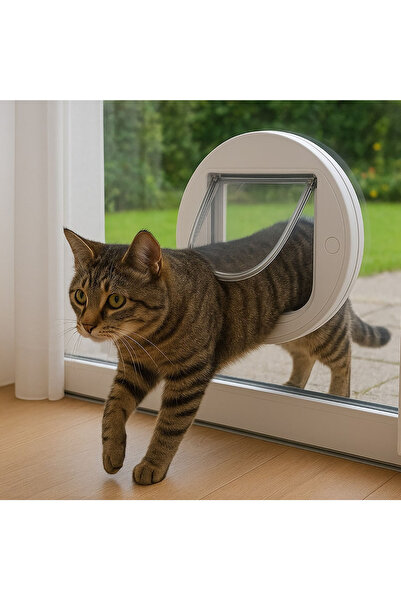 Dugie Ufo Cam İçin Kedi Kapısı 4 Yönlü Kilitli