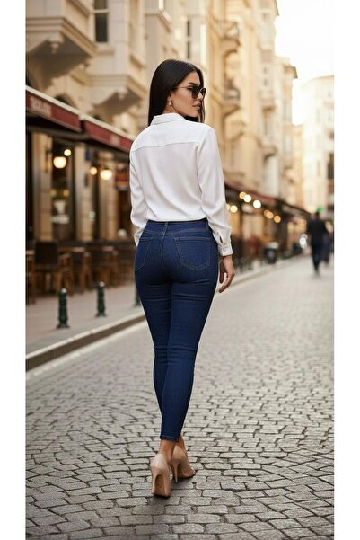 geenz manifacture Women's Navy Blue Ngbutika Full Stretch Fabric High Waist Skinny Jean Trousers (Recovery)