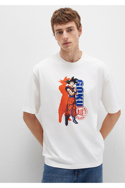 Mavi Dragon Ball Printed White T-Shirt Relaxed Fit / Relaxed Cut 0612927-70057