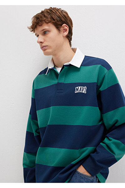 Mavi Світшот з логотипом у смужку, синій 0S10371-70497