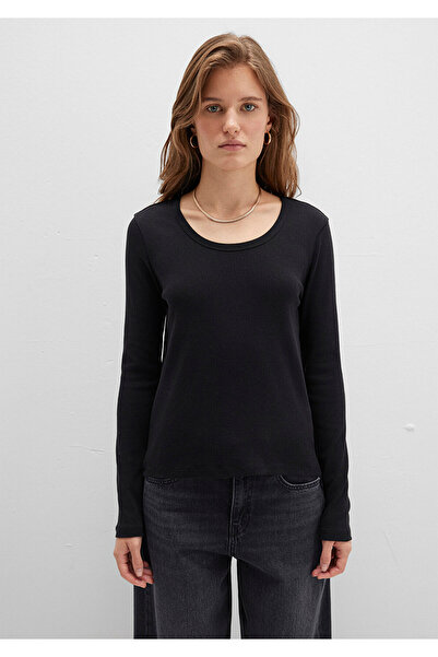 Mavi Μαύρο μπλουζάκι με μακριά μανίκια Basic Fitted / Εφαρμοσμένο στο σώμα 1613323-900