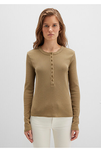 Mavi Button Detailed Khaki T-Shirt Slim Fit / Slim Fit 1613401-71567