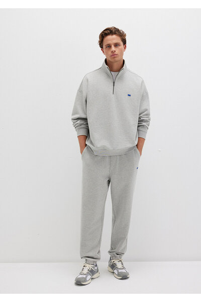 Mavi Γκρι φούτερ με ημι-φερμουάρ 0S10416-80018