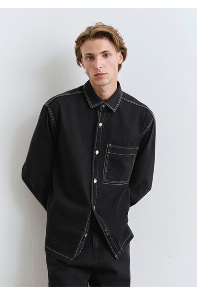 Mavi Black Shirt with Stitching Detail Loose Fit / Relaxed Fit 0211688-90850