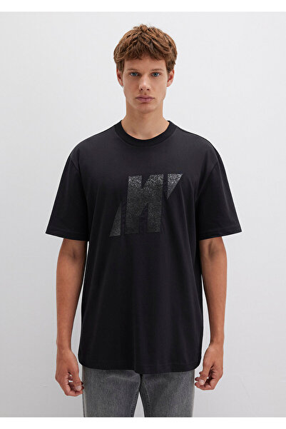 Mavi Schwarzes T-Shirt mit Pro-Logo-Aufdruck, lockere Passform / bequemer Schnitt 0613086-900