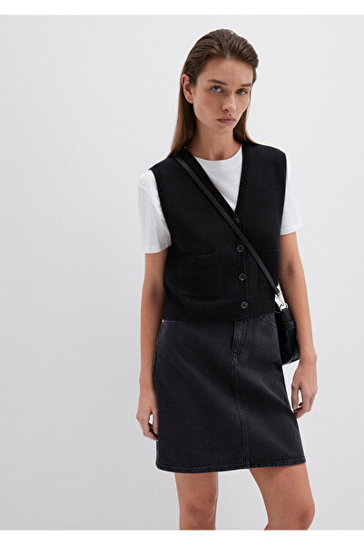 Mavi Schwarze Strickweste Crop / Kurzer Schnitt 1710783-900