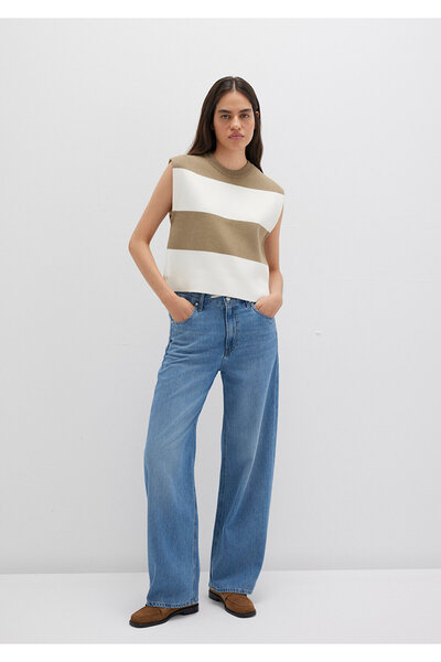 Mavi Blockgestreifter ärmelloser Pullover, reguläre Passform / normaler Schnitt 1710695-90640