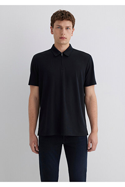 Mavi Μπλουζάκι μαύρο πόλο με ημι-φερμουάρ κανονική εφαρμογή / κανονική κοπή 0613007-900