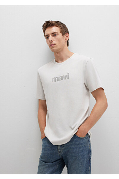 Mavi Graues T-Shirt mit Logo-Print, normale Passform, reguläre Passform 0612936-80192