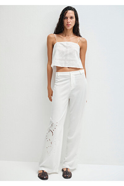 Mavi Embroidered White Trousers 1011052-70057