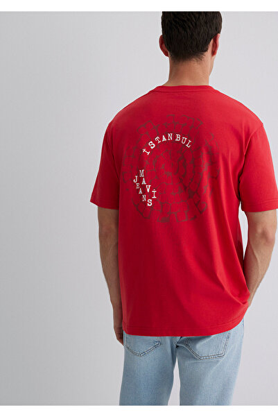 Mavi Rotes T-Shirt mit Istanbul-Print, lockere Passform / bequemer Schnitt 0612996-70471