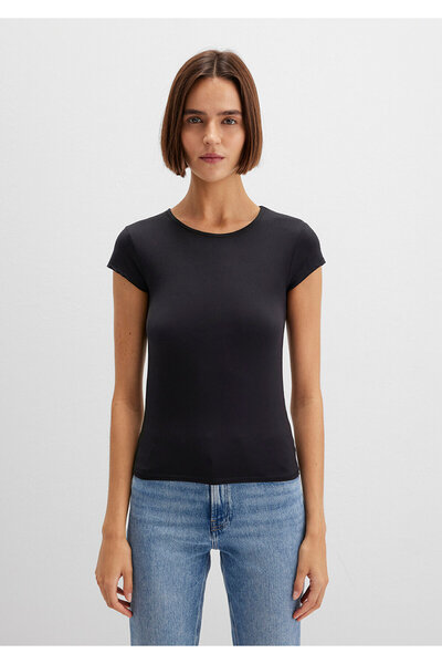 Mavi Black Polyamide T-Shirt Fitted / Fitted Cut 1613500-900