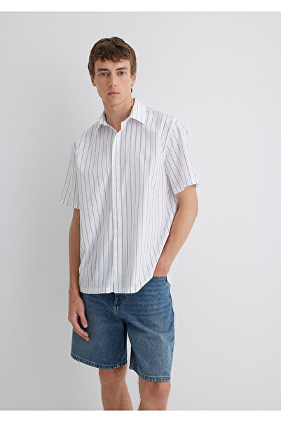 Mavi Γκρι ριγέ λευκό πουκάμισο Regular Fit / Normal Cut 0211576-70096