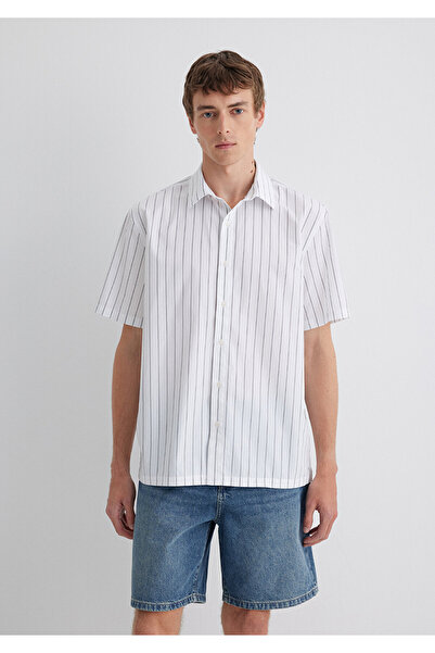 Mavi Γκρι ριγέ λευκό πουκάμισο Regular Fit / Normal Cut 0211576-70096