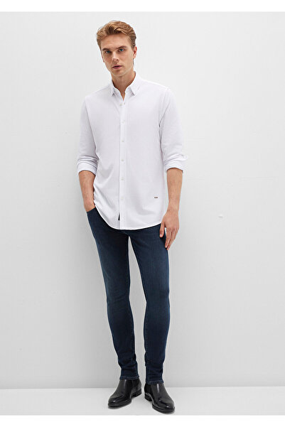 Mavi Men's White M0211660-620 Honeycomb Fabric Shirt