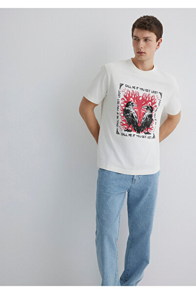 Mavi Μπλουζάκι εκρού με στάμπα Loose Fit / Loose Relaxed Fit 0612808 -70057